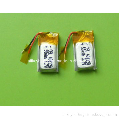 Rechargeable 3.7V 55mAh Polymer Battery 401120